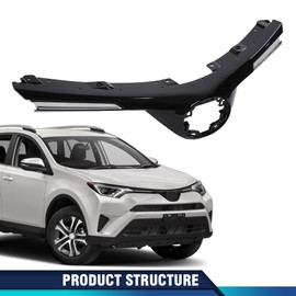 PIT66 Front Bumper Upper Center Black Grille Assembly Set Compatible with Toyota RAV4 2016 2017 2018 531010R120, TO1200406