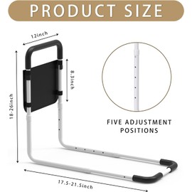 OCBAiLi Bed Rails for Elderly Adults Safety, Bed Handle Bedside Assist, Adult Bed Rails for Seniors, Adjustable Bed Bar with Storage Pocket & Fixing Strap, Bed Cane Fits Twin, Queen, Full, King Bed