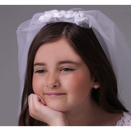 Girl's 14K Gold-Plated Infinity Cross Earring with Pink CZs and Screw Backs for Baptism or First Communion