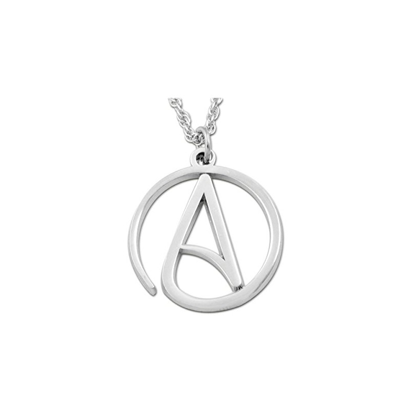 EvolveFISH Circle A for Atheist Necklace - [Silver][1" Diameter]