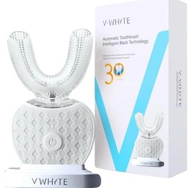 V-WHITE Ultrasonic U-Shaped Toothbrush for Teeth Whitening, Electric Toothbrush For Adults - 360° Mouth Cleansing, Hands Free Gums Protection - Wireless Charging & LED Light -Waterproof IPX7 Certified
