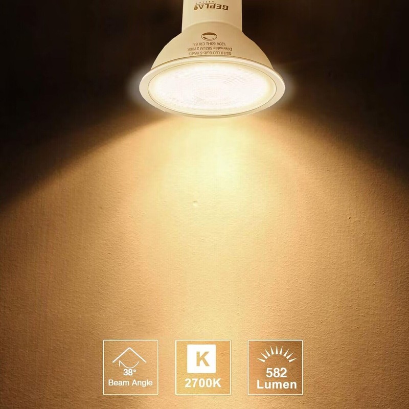 GEPLAD 12 Pack GU10 LED Bulb Dimmable 6W 582LM,50W Halogen