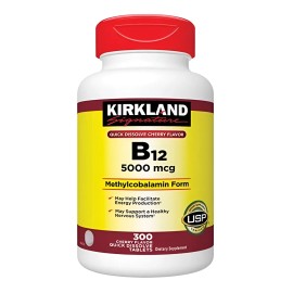 Vitamina B12 Quick Dissolve Sublingual 5000 Mcg 300 Tabs Kir Sabor Neutro