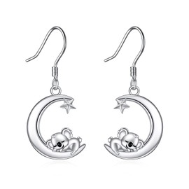 VONALA Animal Dangle Drop Earrings 925 Sterling Silver Koala Moon Earrings Hypoallergenic Jewellery Koala Gifts for Women Teen Girls (Koala)