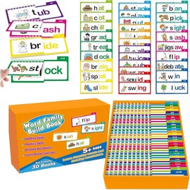 ASQzhuLIWing Reading Rhyme Flip Book, Word Family Building Book, ABC Vocabulary Flash Card, Educational Visual Word Card, Suitable for Interaction of Children, Classroom Lessons, Pack of 30