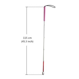 VISIONU Aluminum mobility folding cane for the blind (folds down 5 sections) (115cm (pink handle))
