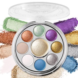 UCANBE 03 Enchanted Gemstone Baked Eye Shadow & Highlight Palette, High Color Blending, Matte Metallic Shimmer for Parties, Eye & Cheek Rotary Compact Makeup Gift
