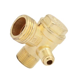 Fafeicy 3 Way Air Compressor Check Valve, Zinc Alloy, Golden, 1/2 in, 9.5-10mm, 16-16.5mm, 20-20.5mm, 18mm Hex Head, 3 Male Thread Connectors, Air Compressor Replacement Parts