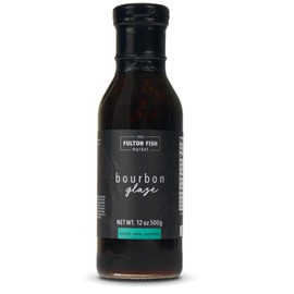 Fulton Fish Market Sweet Bourbon Seafood Glaze, Smooth Rich Sauce for Fish, Salmon & Shellfish, All Natural Small Batch Crafted, 12 oz