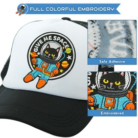 XMJY Funny Cartoon Cat Iron on Patches, Cute Cat Embroidered Morale Patch, DIY Appliques for Backpacks, Trucker Hats, Lunch Bags, Vests, Jackets, Pet Lovers