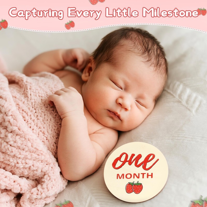Baby Monthly Milestone Disc Set – 12 Strawberry Monthly Milestone