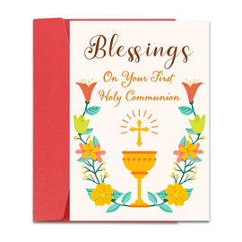 ACCOLIAMBER First Communion Gifts for Girls Boys First Communion Card First Holy Communion Card Favors 1st Communion Confirmation Baptism Gifts for Kids Teen Women Men
