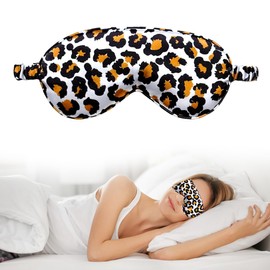 GGUFAY Silk Sleep Mask, Sleeping Mask, Women Silk Eye Mask, Leopard with Adjustable Straps, Opaque Sleep Eye Mask for Women
