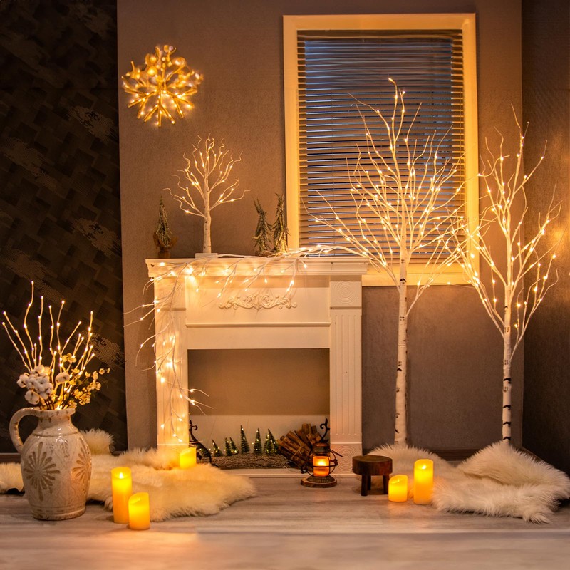 Vanthylit 3PK 30'' Lighted Birch Twig Branches with 60 LED
