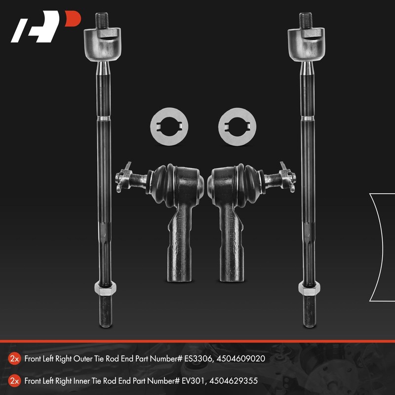 A-Premium Set of 4, Front Inner & Outer Tie Rod