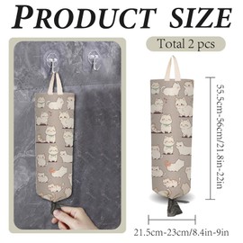 CRASPIRE 2Pcs Cute Cat Plastic Grocery Bag Holder with 4Pcs Hooks Reusable Wall Mount Heavy Duty Shopping Storage Bag Sack Canvas Waterproof Washable Organizer Dispenser for Home Kitchen Store