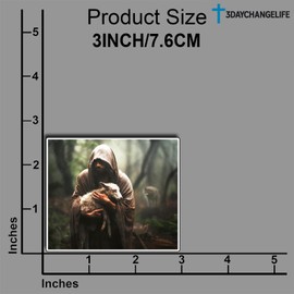 (3Pcs) Jesus Rescues a Muddy Lamb Stickers Christian Inspirational Bible Quote Religious Scripture Prayer Gifts Waterproof Vinyl Decal Kindle Water Bottle Bumper Car Hard Hat Phone Laptop - 3x2.8