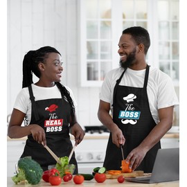 Funny Kitchen Grill BBQ Couple Aprons For Men Women Ideal Gift For Mothers Day, Fathers Day, Christmas, Birthday, Anniversary