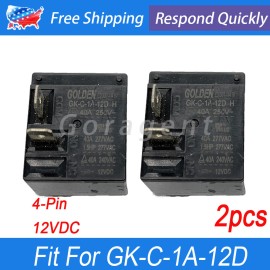 GOLDEN 2 PCS Fit For GK-C-1A-12D 12VDC Power Relay 4Pins 40A 277VAC Replacemnet