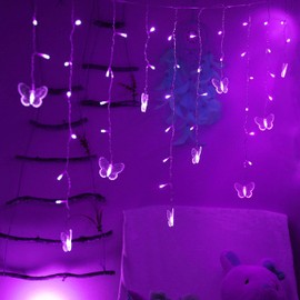 Decorman Butterfly Curtain Lights, 4.9ft 48 LED USB Window Fairy Lights 10 Butterflies 8 Modes Firefly Twinkle Timer String Lights with Remote for Room Bedroom Wall Ceiling Party Wedding Christmas