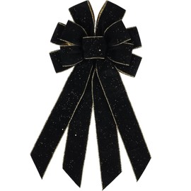 NUVCELKA Large Black Velvet Christmas Bow 20.87" - Holiday Tree Topper for Wreaths Front Door Indoor Outdoor Decorations, Gothic Winter Ornament Big Decoration