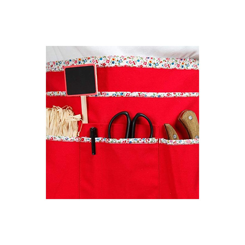 La Short Cord Eline Gardeners Apron Red Liberty 64 x