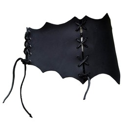 Battle-Merchant Medieval Lace-Up Bodice Belt Leather Women's Belt for LARP Viking Leather Bodice (Black/Brown) (XS/S/M/L/XL/XXL), black