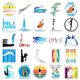 50 Pcs Diving Stickers for Kids Teens Adults Boys Girls Gift,Dive Stickers Pack for Laptop,Skateboard,Luggage,Car,Bike, Cup,Computer,Water Bottle Decor,Vinyl Waterproof Stickers