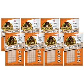 Gorilla Mounting Putty, Natural Tan Color, 84 Pre-Cut Squares (Pack of 8) - Non-Toxic Removable & Repositionable Wall Putty