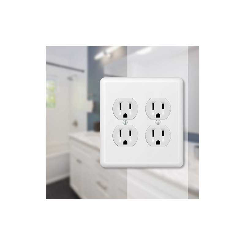 Amerelle Devon Double Duplex Steel Wallplate in White