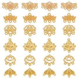 WADORN 180Pcs 6 Styles Vintage Filigree Links Charms, Tibetan Antique Chandelier Charm Alloy Dangle Earrings Connector Components Flower Butterfly Cloud Hollow Pendant for DIY Jewelry Making