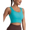 SPRIMEMONG Women's Ribbed Crop Tank Yoga Cropped Top for Workout(Aquamarine,Champange,Cedar