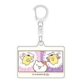 Marimo Craft PRN-024 Pompom Pudding, Team Pudding, Acrylic Key Chain, Angel & Bear, Within 2.4 x 2.0 inches (60 x 50 mm)