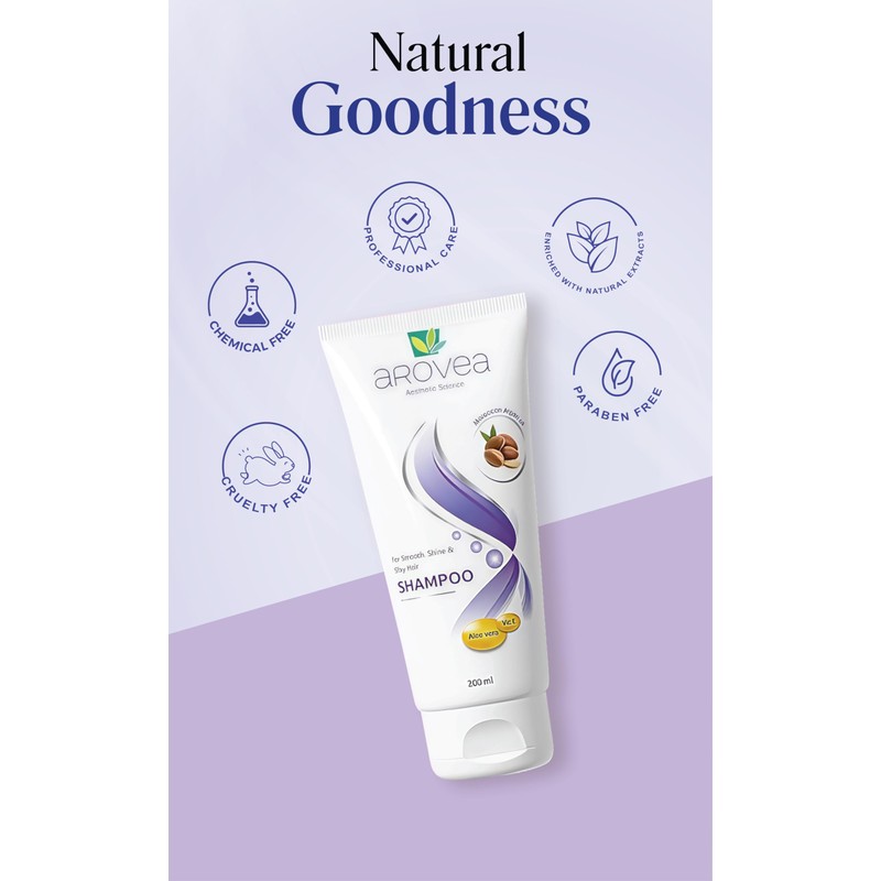 AROVEA Moroccan Argan Oil Shampoo for Smooth, Shine and Silky