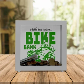 Bike Bank Frame Money Box Made of Wood in Green on the Theme of Motorcycle Buying and Motorcycling Beautiful Money Box Gift for Money Foxes Who Like a Biker's Dreams or