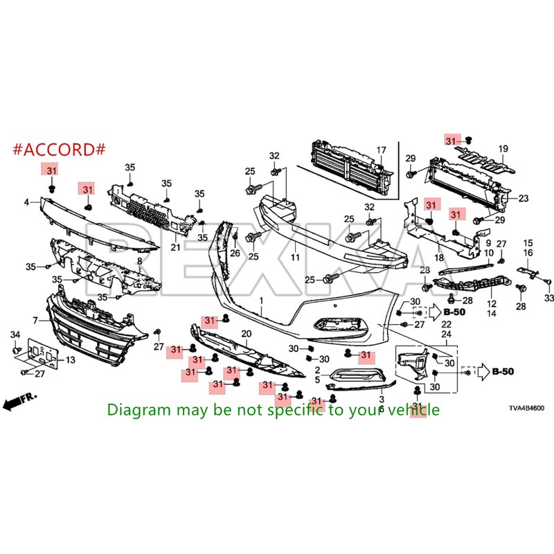 Rexka 40pcs Rear Front Bumper Cover Fender Grille Under Cover