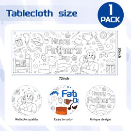 Childom 1 Pack Fathers Day Decorations Tablecloth, Fathers Day Crafts for Kids, Large Kids Crafts Coloring Poster, Kids Crafts Activities, Happy Fathers Day Decor from Wife Daughter Son, 30x72 Inch