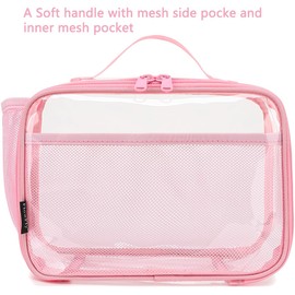 FlowFly Kids Lunch box Insulated Soft Bag Mini Cooler Back to School Thermal Meal Tote Kit for Girls, Boys,ClearPink