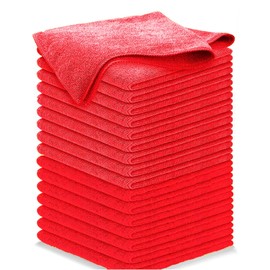 Wesell 16 Paños De Limpieza De Microfibra Trapos Toalla Multiusos Baño Sin Pelusas Absorbentes Sin Rayas No Abrasivos Reutilizables Y Lavables 40x40 CM (Rojo)