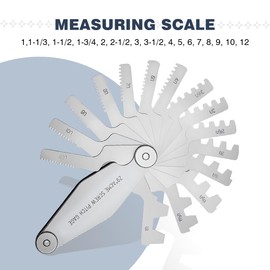 PLAXCON 29 Degree Acme Screw Pitch Gauge Stainless Steel Thread Pitch Measuring Tool Set T-Thread Cutting Gage 16pcs