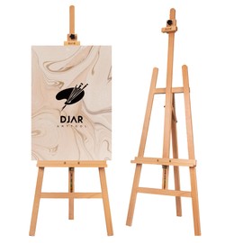 DJAR A Frame Wooden Art Easel for Painting, 57’’-76’’ Adjustable Height, Hold Canvas up to 43’’, Floor Easel Stand for Adults, Beginner