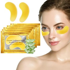 32 Pares Parches para Ojos, Máscaras de Colágeno de 24 K en Polvo de Oro, Mascarilla Contorno Ojos, Antienvejecimiento, Elimina Bolsas, Círculos Oscuros y Descoloración, Antiarrugas, Hidratante