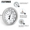 MEANLIN MEASURE 1/2" NPT Bimetal Thermometer, 3.3" Dial, 4.4" Stainless