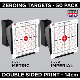 ZEROING TARGETS METRIC IMPERIAL AIR RIFLE PISTOL SCOPE SIGHTS AIRSOFT 14cm 250gsm Card 50 Pack