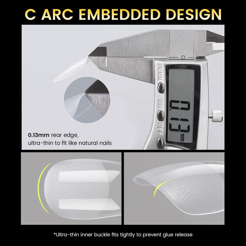 BORN PRETTY Nail Tips 288pcs Ultra Thin Clear Sanding Natural