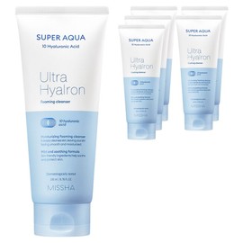 Missha Super Aqua Ultra Hyalon Foaming Cleanser, 200ml, 6 pcs / 미샤 수퍼 아쿠아 울트라 히알론 포밍 클렌저, 200ml, 6개