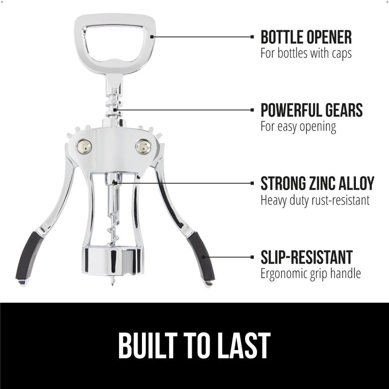 GORILLA GRIP BPA-Free Premium Wine Opener, Heavy Duty Zinc Alloy