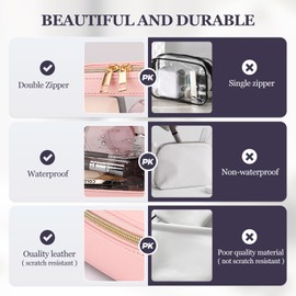 YAASHEEN Clear Makeup Bag Clear Cosmetic Bag Large Toiletry Bag With Zipper Double Sided Travel Makeup Bag For Women Waterproof Clear Toiletry Bag (Medium) Pink