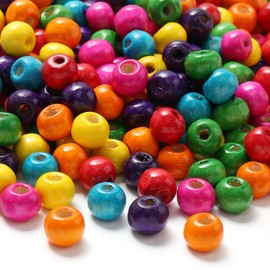 HERZWILD 1000pcs Color Wooden Beads 8mm Colourful Wooden Beads Coloured Craft Beads for DIY Jewellery Making (color-8mm)