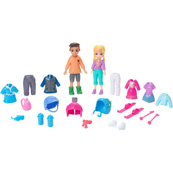 Polly Pocket Pretty Packet with Two 3-inch Dolls & 20+ Accessories: Themes Include Sun ‘n’ Fun Sport, Fab Bday Party & Chill ‘n’ Style; for Ages 4 and Up
